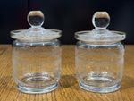 Pair Of English Etched Glass Preserve Jars