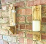 Pair Rustic Wall Mounted Wooden Sconce Holders for Pillar Candle, Brown