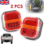 2Pcs Truck Trailer LED Tail Lights - 12V/24V Dynamic Stop Brake Indicator Lamps