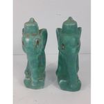 Pair Of Vintage Turquoise Blue Ceramic 1930's/40's Elephants