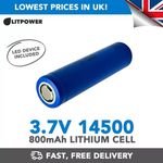 3.7V 14500 Lithium Cell Battery 1200mAh Rechargeable (+ LED Device)