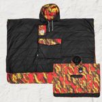 Poler Poncho CK Red Yellow Reversible Insulated Camping Festival S/M Rare