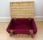 Wicker Hamper Steamed Split Willow w Burgundy Fabric Lining, Medium Sized45x31cm