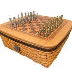 Longaberger 2001 Father's Day Basket Chessboard/ Lid w/ Protector Pewter Pieces