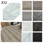 12/24pcs Vinyl Floor Tiles Self Adhesive Marble Grip Flooring Kitchen Bathroom