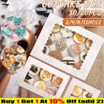 200X Cupcake Boxes for 4, 6, 12 Holes Cup Cakes with Clear Window Removable Tray