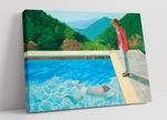 POOL WITH TWO FIGURES, DAVID HOCKNEY - FRAMED CANVAS WALL ARTWORK PICTURE PRINT