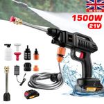 1500W Cordless Car Garden High Pressure Washer Jet Water Wash Cleaner Gun UK