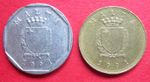 MALTA PAIR VERY COLLECTABLE GOOD GRADE ONE & FIVE CENT COINS  BOTH DATED 1991