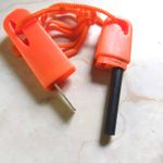 Fire Starter Kit. Flint and Steel Striker Orange Cord Ferro Rod survival Kit