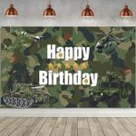 Camouflage Military Birthday Party Backdrop, 180x110cm 180cm x 110cm, Green