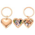 Heart Stainless Steel Locket Photo Keychain for Women, Rose Gold, 27x28.5mm