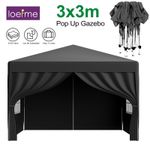 3x3M Heavy Duty Gazebo Marquee Pop UP Waterproof Garden Party Tent w/ Sides Gray
