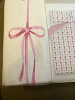ASDA King Duvet Cover Set Pink/White Bow 100% Cotton 3pc Button Close
