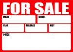 Car Sales - Vehicle Trader Sale Signs, Wipeable 3mm Solid Foamex Plastic Boards