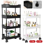 3/4 Tier Trolley on Wheels Kitchen Storage Utility Cart with Shelves Rolling UK