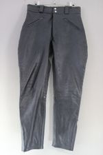 EXPECTATIONS BRITISH MADE BLACK HIDE LEATHER BIKER TROUSERS: WAIST 32"/LEG 29"