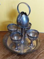Antique Harrison Bros & Howson Egg Cup Set Silver Plated Victa Silver Tea Spoons