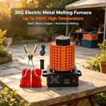 1750W Electric Melting Furnace 3KG Metal Gold Silver Copper Metal Smelter UK