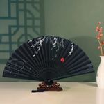 1pc Bamboo Folding Hand Fan Multicolor with Cloth Bag Wedding Party Gift Decor