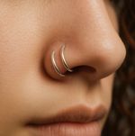 Silver 925 Sterling Silver Double Twisted Spiral Hoop Nose Ring 6mm