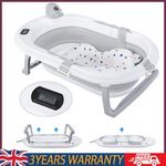 Foldable Baby Bath Tub with Bathtub Cushion Collapsible Bath Baby Tub White UK