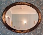 Rare Antique Chinese Chinoiserie Bevelled Edge Oval Wall Mirror