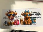 Custom made Highland Cow Humorous Quote snow globe tumbler.