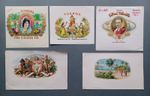 5 X LARGE C1950s CIGAR BOX LABELS TUEROS, LA MOHICANA, DON VINCENTE, LA FLORENA+