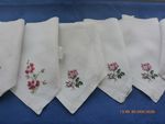 6 Vintage Hand Embroidered Linen Napkins Floral