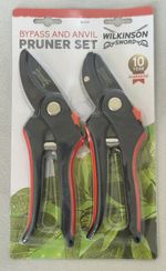 Wilkinson Sword Bypass & Anvil Pruner Set Twin Pack Steel Blades Pruners Pruning