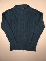 Diesel Industrial Cable Knit Jumper Men's S Blue Heavy Ribbed Metal Badge 563