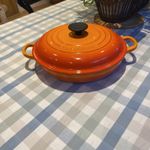 Le Creuset Round Dutch Oven shallow Casserole Dish 26cm Volcanic Orange handles