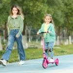 Foldable Kids Scooter, Kick Scooter w/ Adjustable Handlebar, Pink