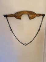 Antique Wooden Milkmaid Shoulder Yoke Bucket Carrier - Original Chains & Hooks