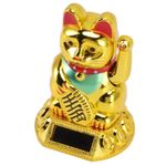 Chinese Lucky Cat Decoration Waving Arm Solar Light Induction Statue Figurine