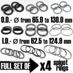 Set of 4x Spigot Rings Alloy Wheel Hub Spacer size to choice diameter Ø OD-ID mm