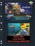 $27.50 Scott Value - 2020 NEVIS Starfish 2 s/s Star Fish Caribbean CV MNH NH UMM