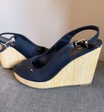 Tommy Hilfiger Women's Navy Blue Peep-Toe Wedge Shoes, Size 6 UK 39 EU