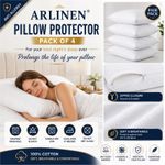 Pillow Protectors Pack of 4 Zipped Cotton Soft Antiallergy Pillow Covers 74x48cm