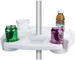 8 Compartment Round Plastic Beach Garden Patio Umbrella Table Tray Storage White