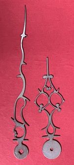 PAIR QUALITY 4.25” MINUTE ANTIQUE SERPENTINE BRACKET CLOCK HANDS REPRO 1780