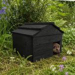 Handmade Hedgehog House Black Wooden Garden Shelter Heavy Duty Hibernation Box