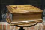 Large Walnut Cigar Humidor Box with Pictorial Marquetry, 32.5cm x 27cm x 12.5cm