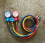 R-134a Manifold Gauge & Hose Set, 2 Valve, Red/Blue Gauges + 3 Hoses