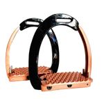 Horse Safety Stirrup Irons Black & Rose Gold Quick Release Stability 4.75"