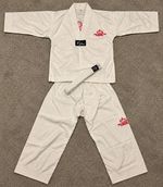 T.A.G.B Taekwondo White Uniform Set Jacket & Trousers with White Belt Size 1/140
