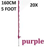 20 x 5ft (160cm) Electric Fence Purple Poly Posts Stakes tape rope horse paddock