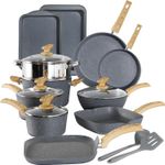 17 Piece Cookware Set Nonstick Kitchen Cooking Pots Grey Granite Pots and Pans