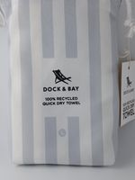Dock & Bay Towel LARGE - Quick Dry - Beach - Goa Grey+White Stripes - BNWT